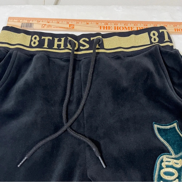8IGHTH DSTRKT Mens Black Joggers Gold Trim Royal Angel Down Leg Size XL - Picture 11 of 13